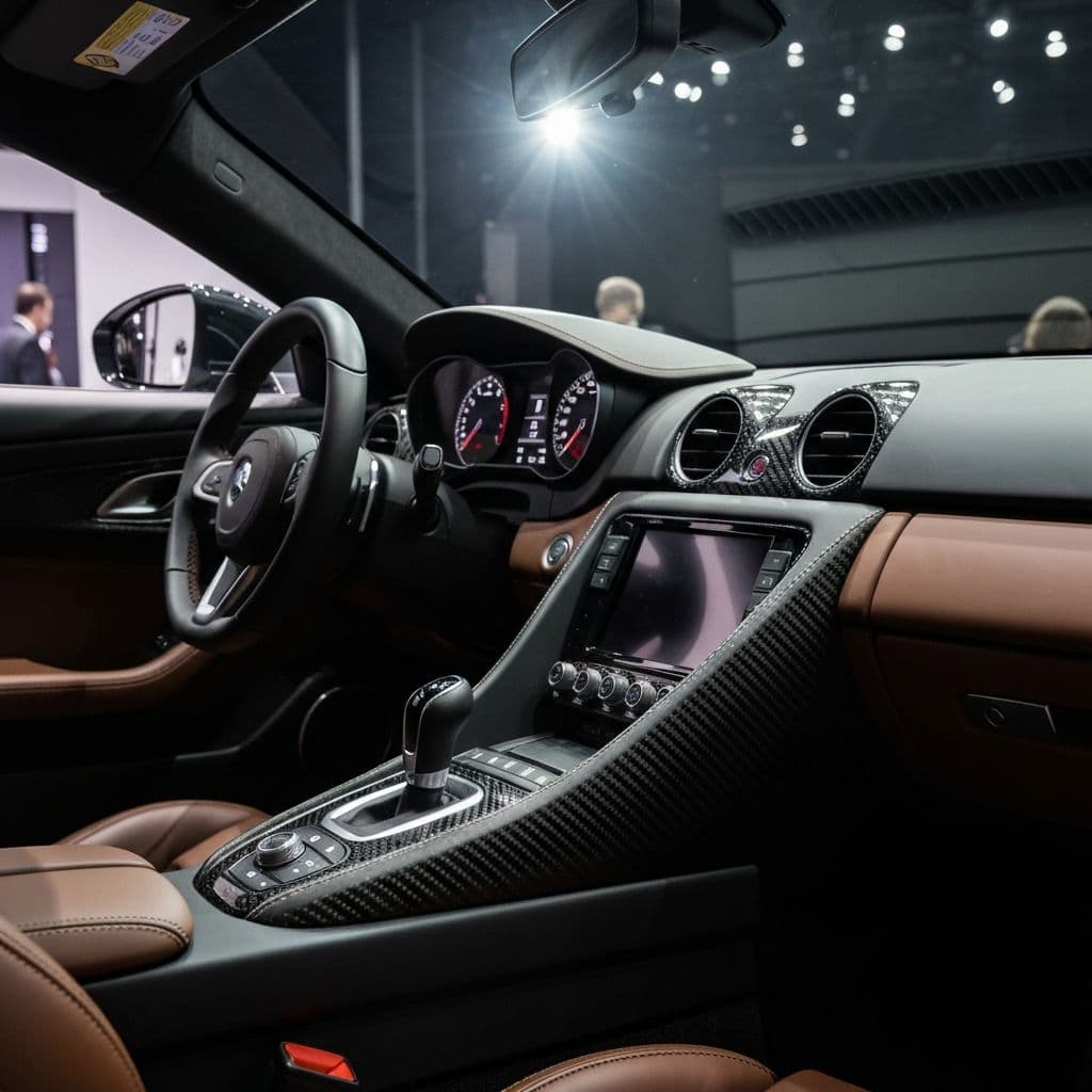 Luxury sports car interior dashboard close-up