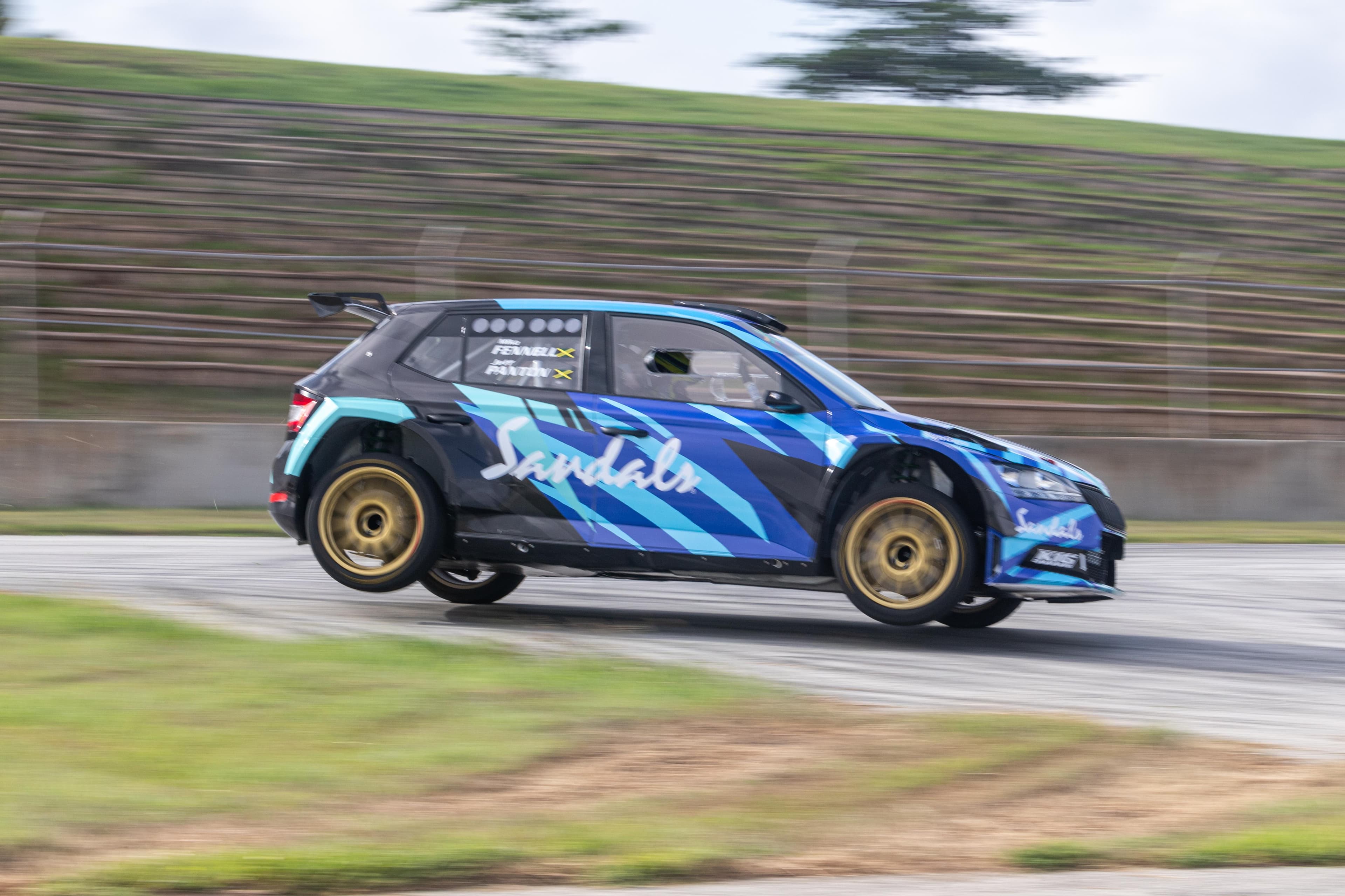 Concept car on a rotating platform at auto show